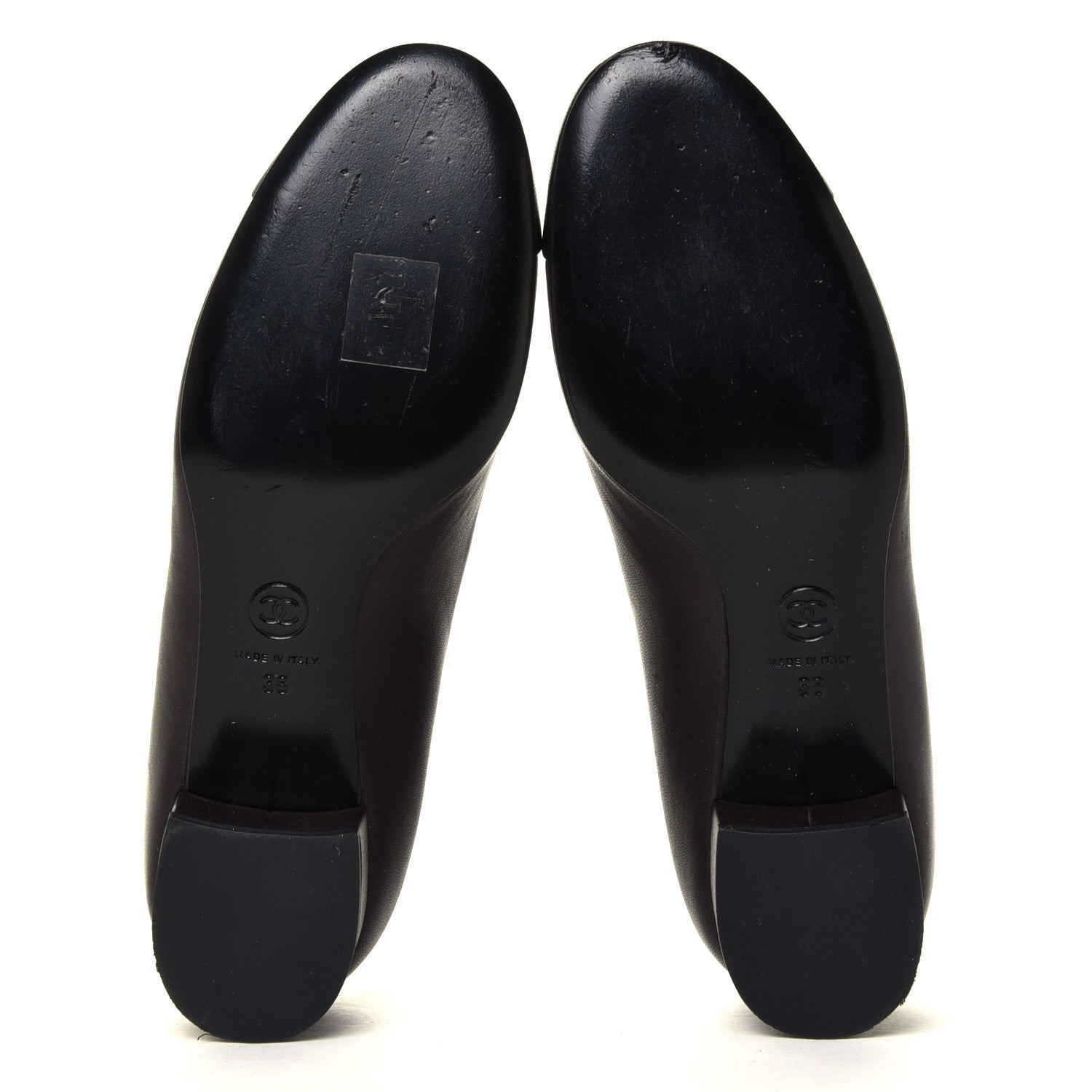Chanel Lambskin CC Cap Toe Pumps 38 Dark Brown Black 12 of 14