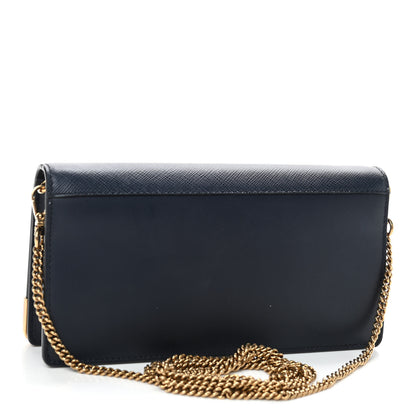 Prada City Calfskin Saffiano Cahier Astrology Chain Wallet Baltico 2 of 4