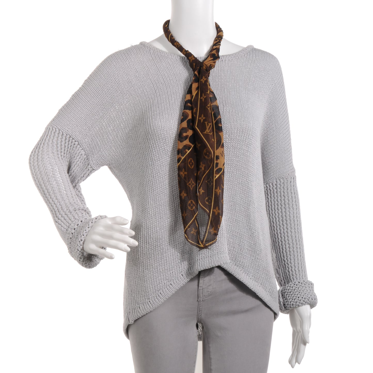 Silk Crepe Leopard Monogram Scarf