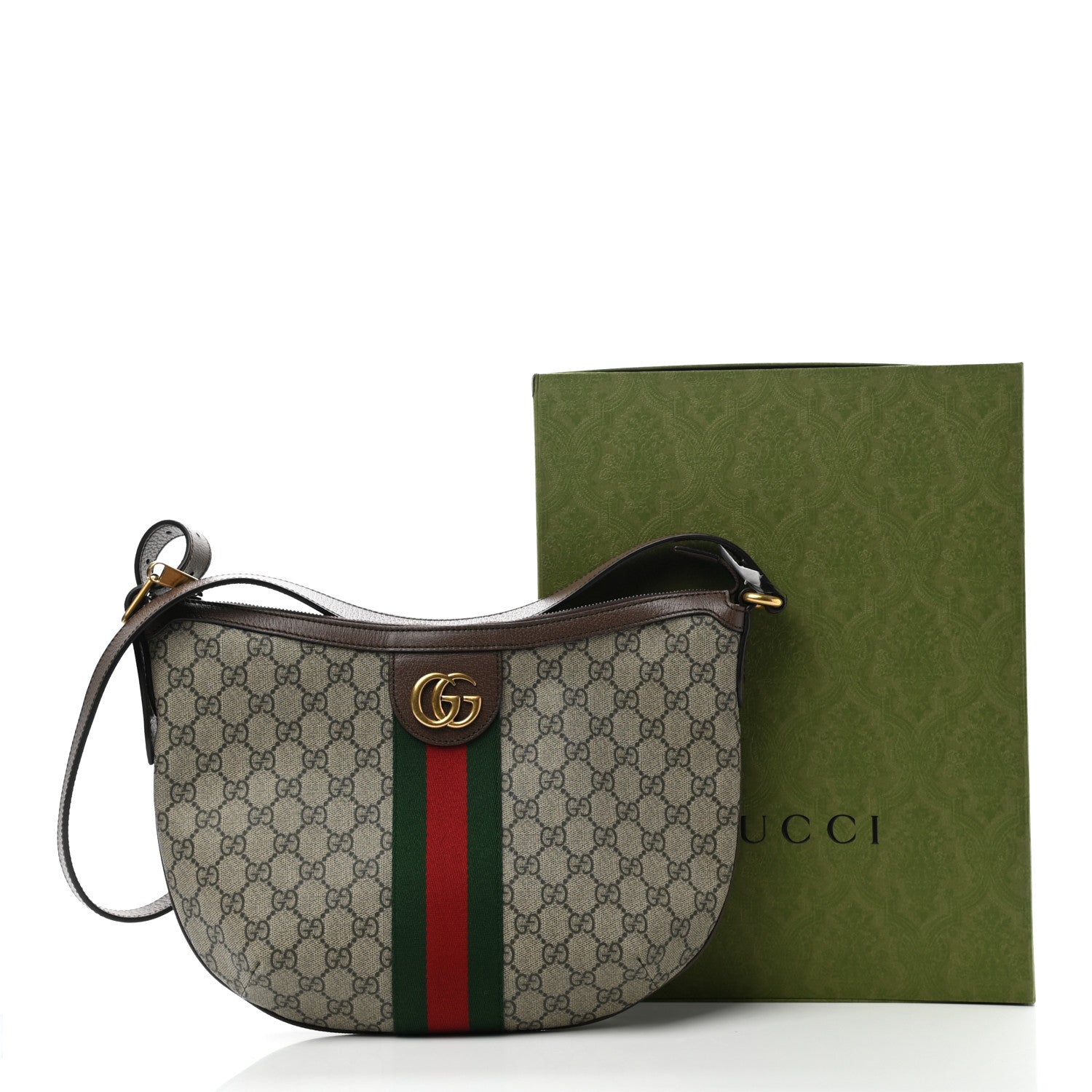 Gucci GG Supreme Monogram Web Small Ophidia Half Moon Hobo Brown 12 of 12