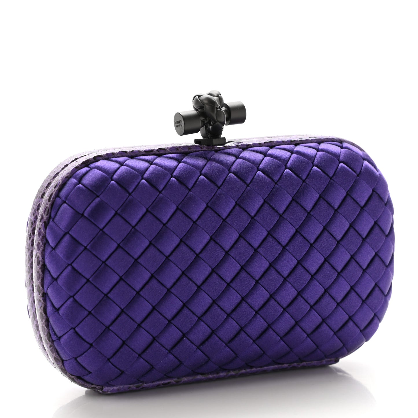 Satin Intreccio Impero Ayers Knot Clutch Purple