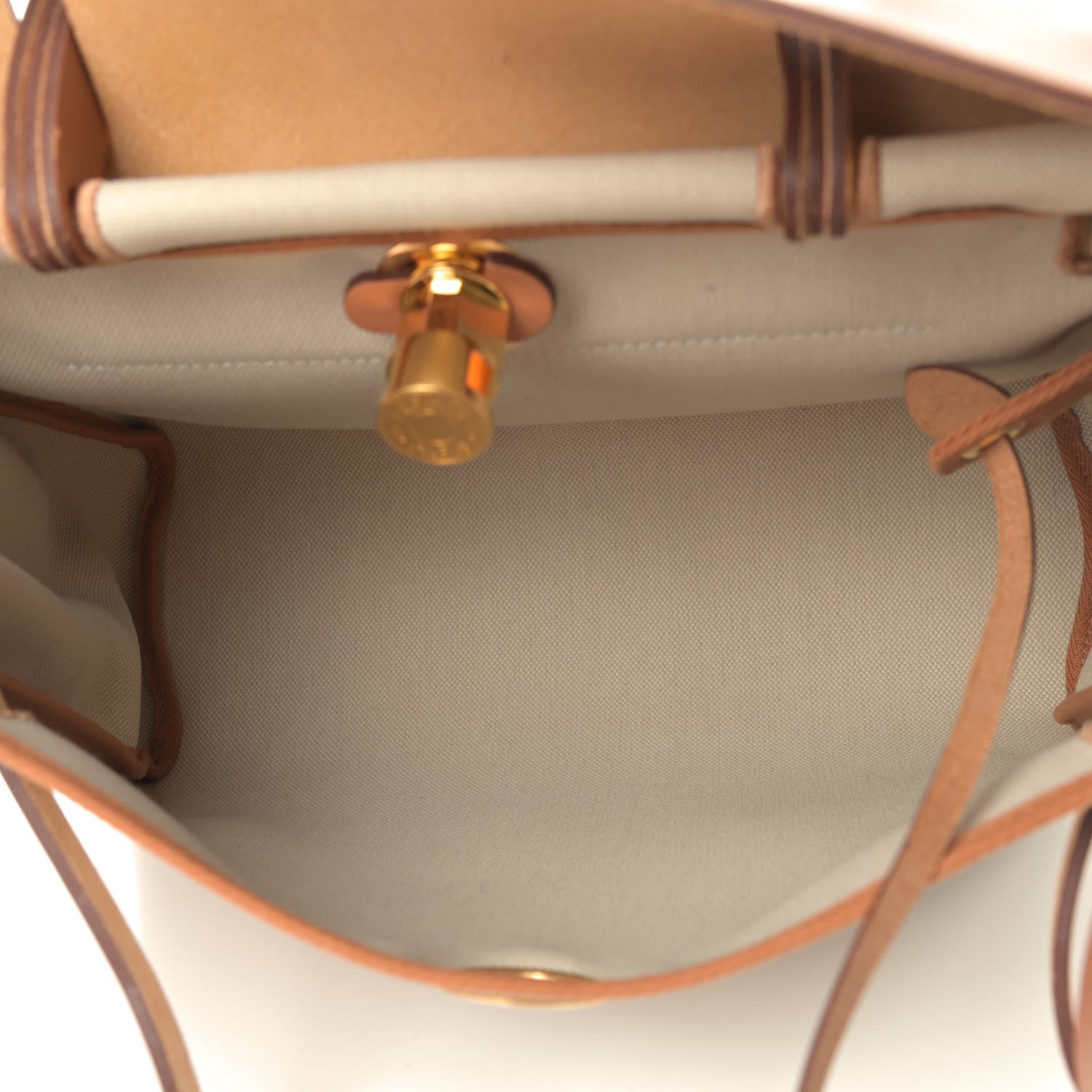 Hermes Military Toile Vache Hunter Herbag Zip Retourne 31 PM Beton Fauve 4 of 4