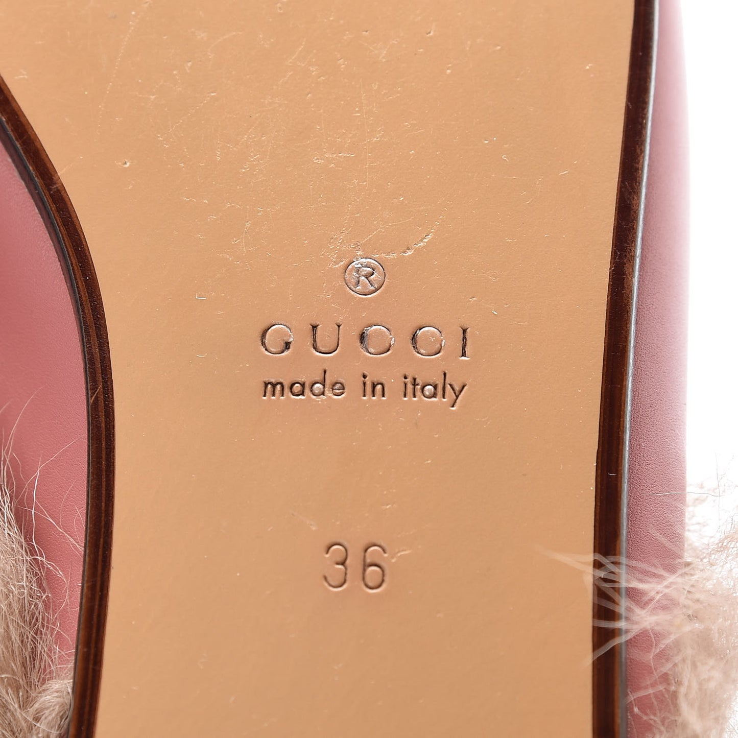 Calfskin Fur Womens Princetown Slippers 36 Lipstick Rose Natural