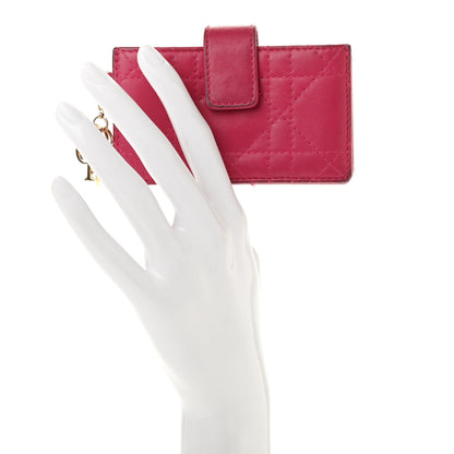 Christian Dior Lambskin Cannage Lady Dior 5-Gusset Card Holder Fuchsia 2 of 12