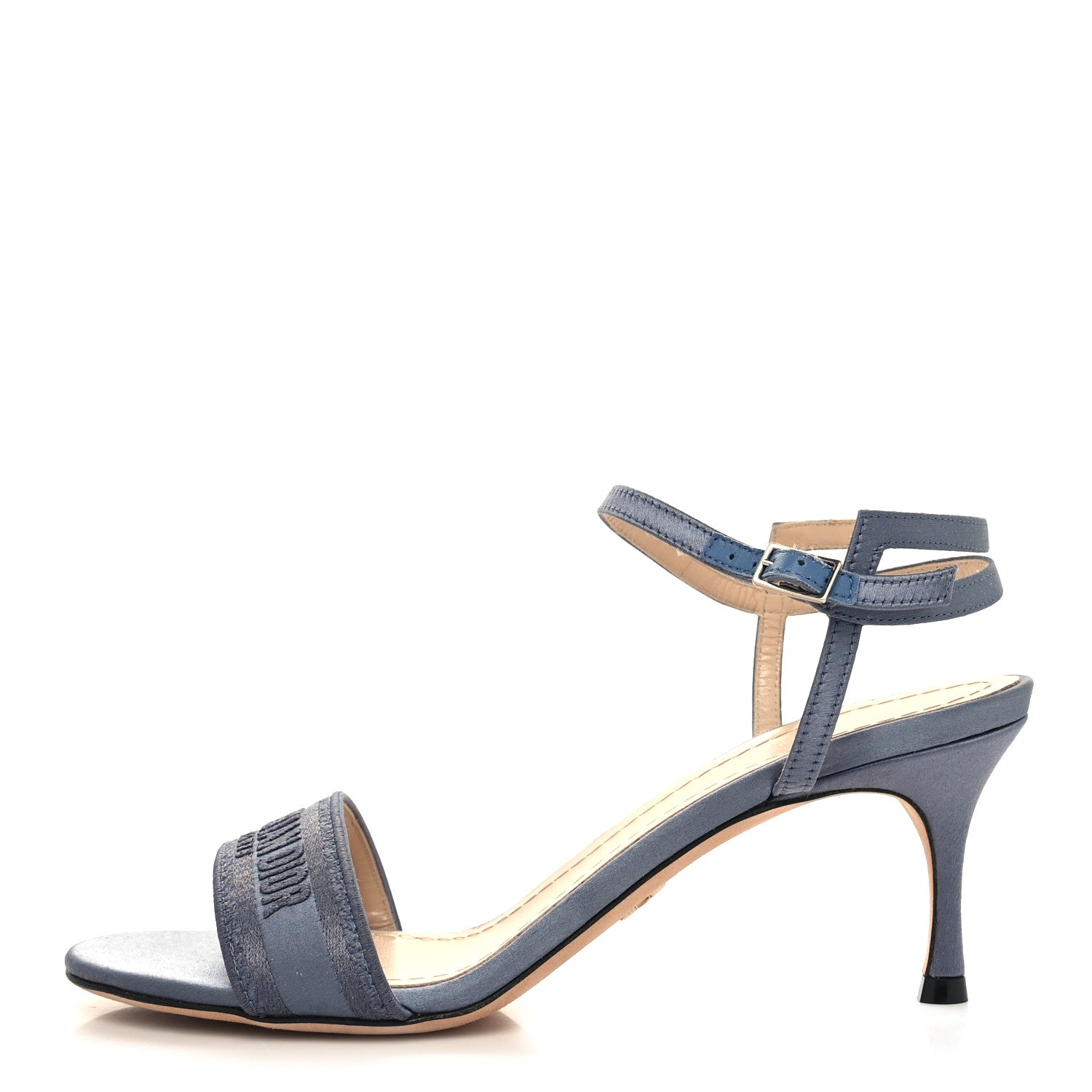 Christian Dior Satin Embroidered Dway 65mm Sandals 38 Smokey Grey 1 of 9