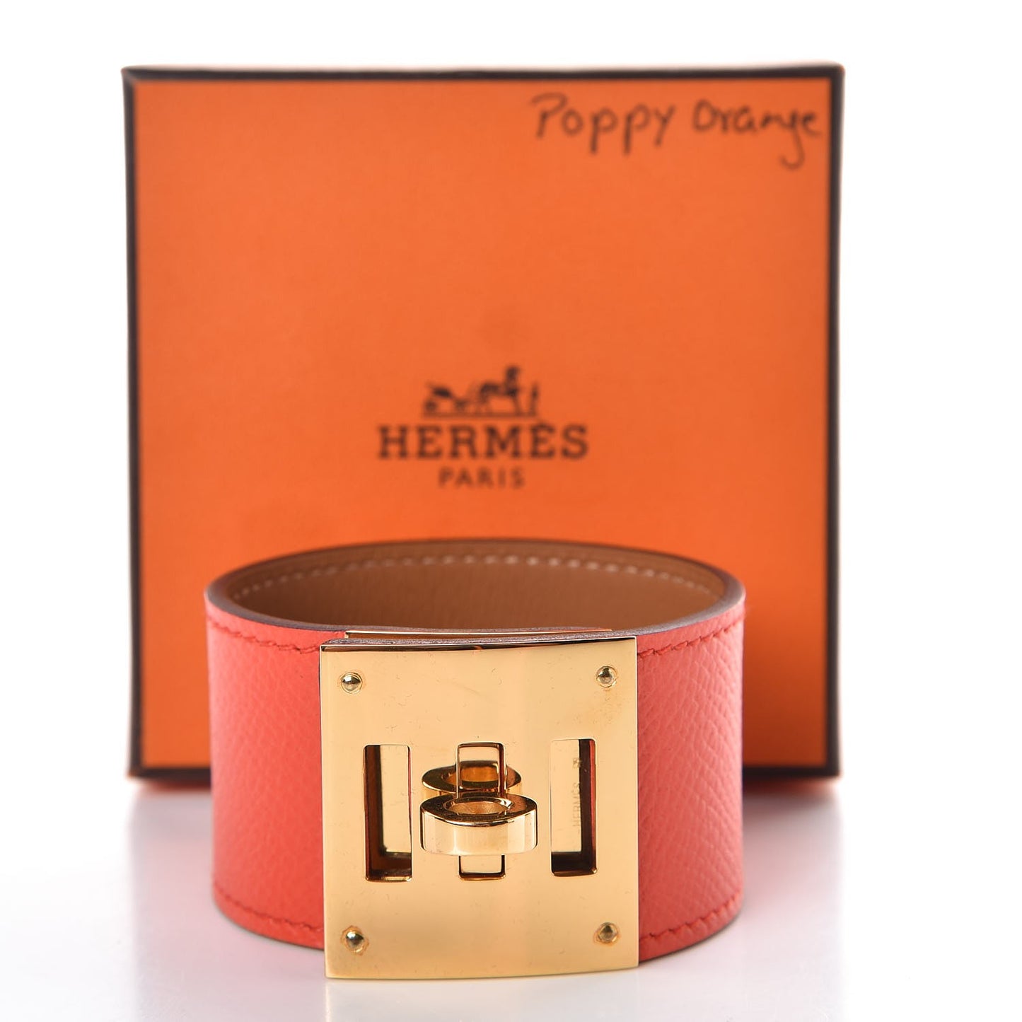 Epsom Kelly Dog Bracelet Orange Poppy