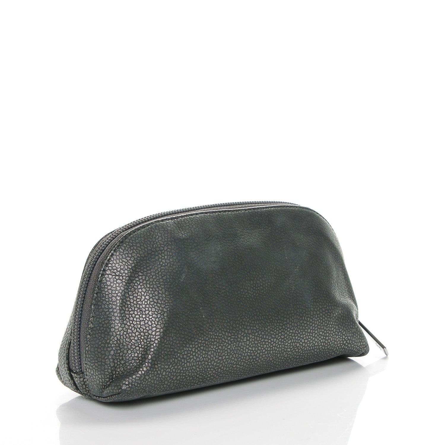 Chanel Metallic Caviar Timeless CC Cosmetic Pouch Dark Grey 3 of 8