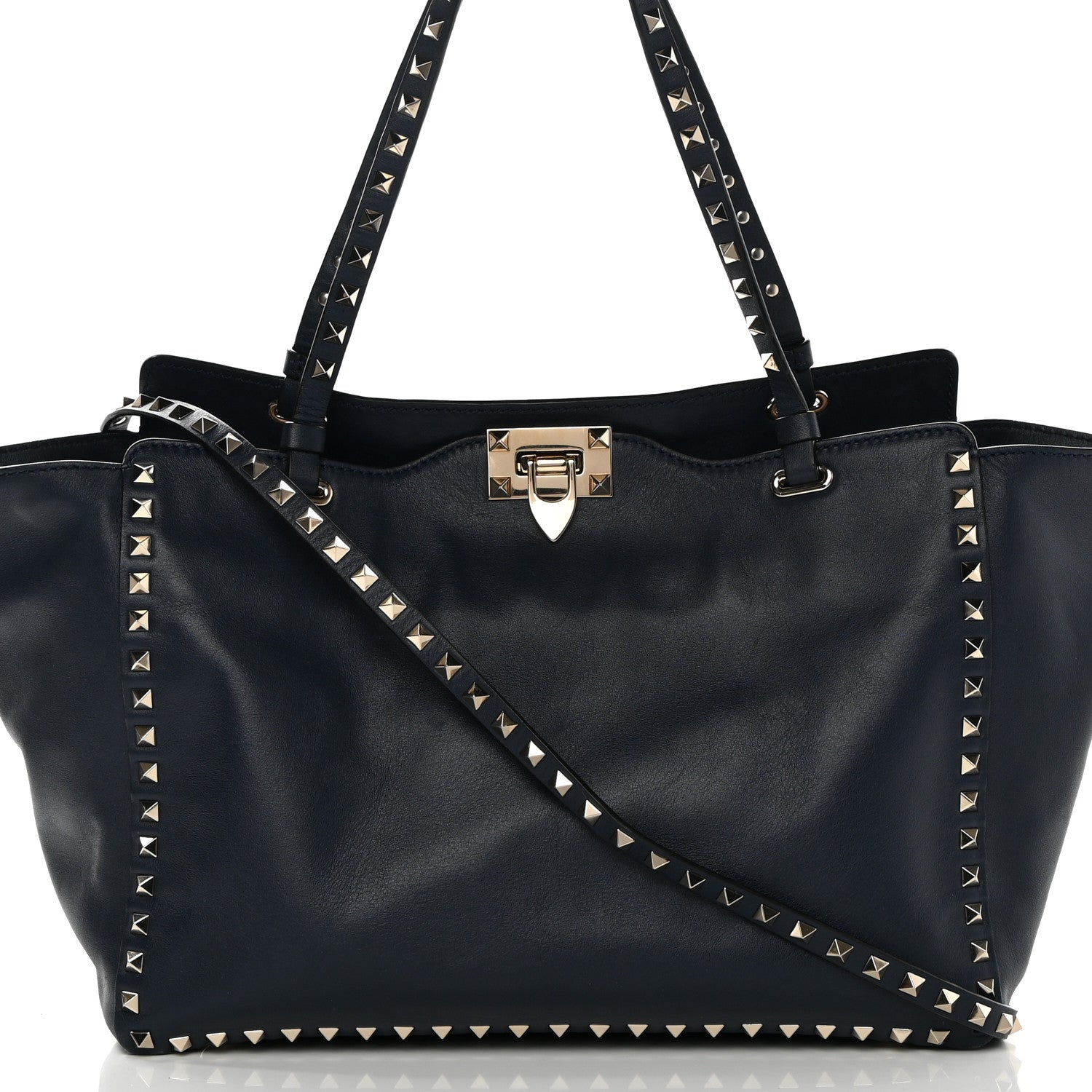 Valentino Garavani Vitello Medium Rockstud Tote Marine 7 of 16
