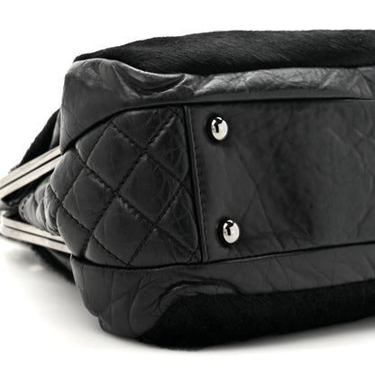 Chanel Pony Hair Lambskin Quilted Kiss Lock Frame Bag Black 12 of 12