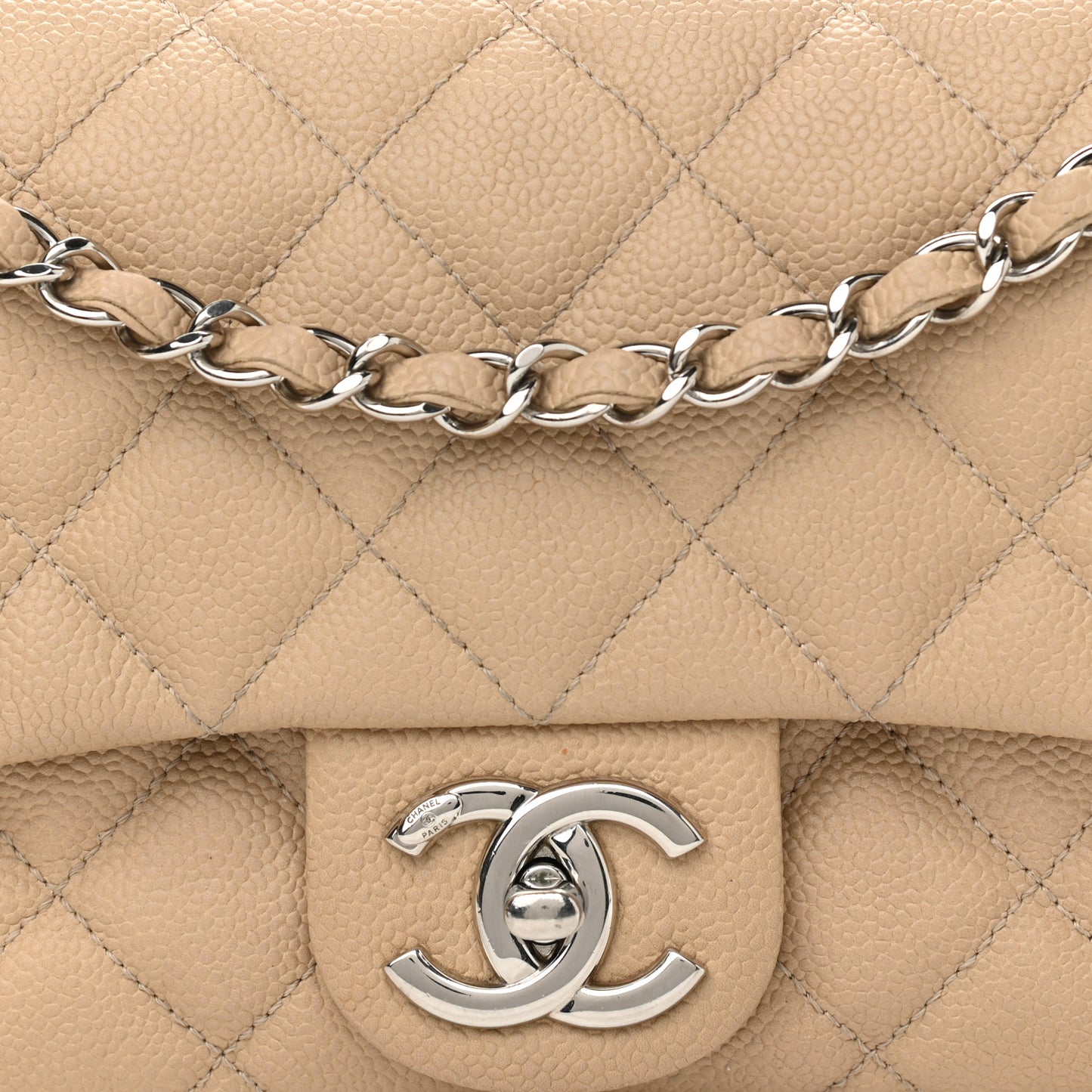 Caviar Quilted Medium Easy Flap Beige