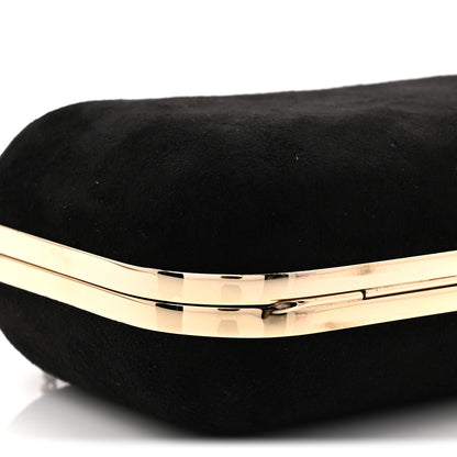 Jimmy Choo Suede Crystal Snake Cloud Clutch Black 8 of 9