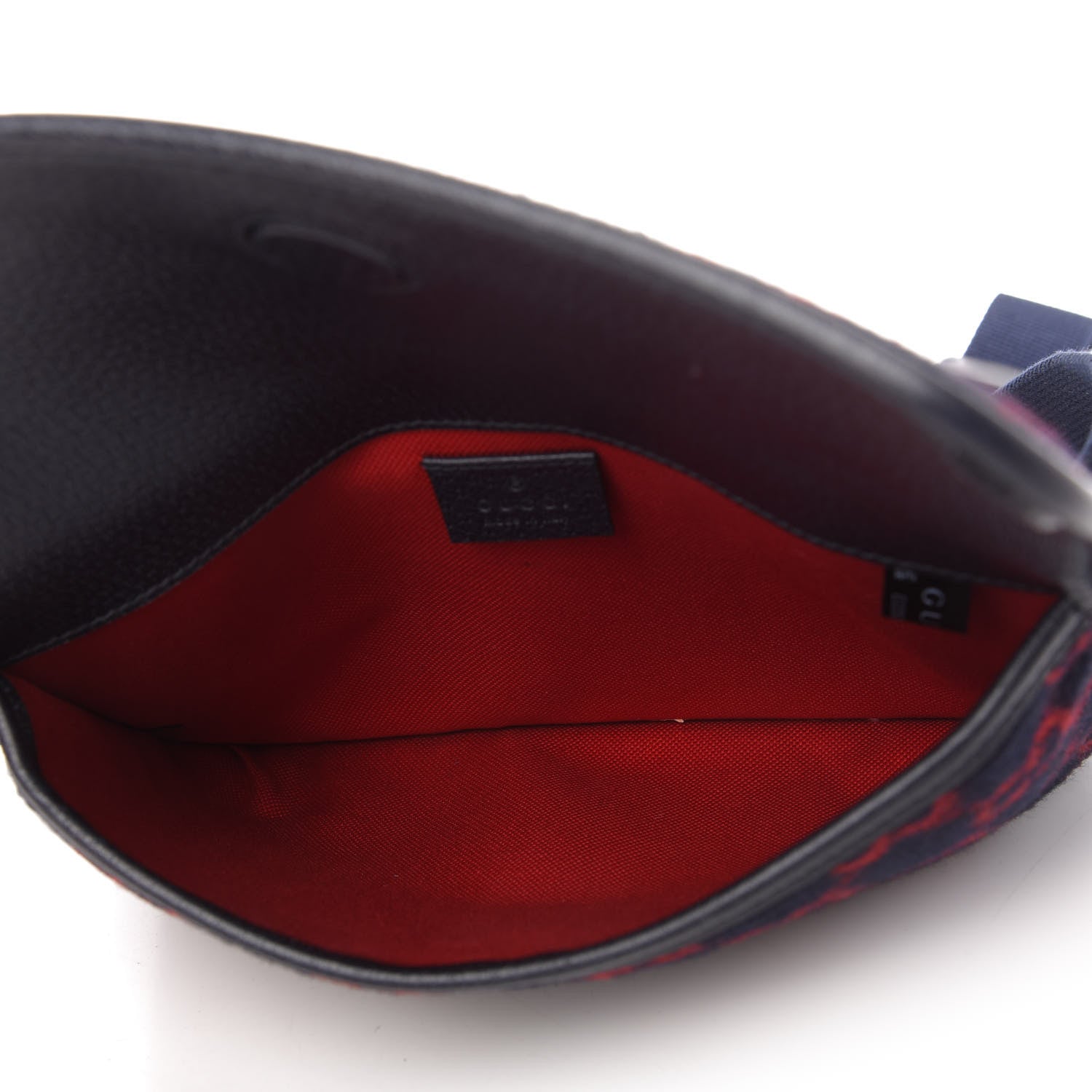 Gucci Covered Wool GG Monogram Slim Belt Bag Navy Red 5 of 10