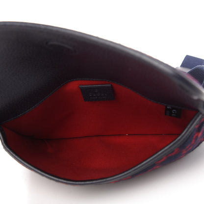 Gucci Covered Wool GG Monogram Slim Belt Bag Navy Red 5 of 10