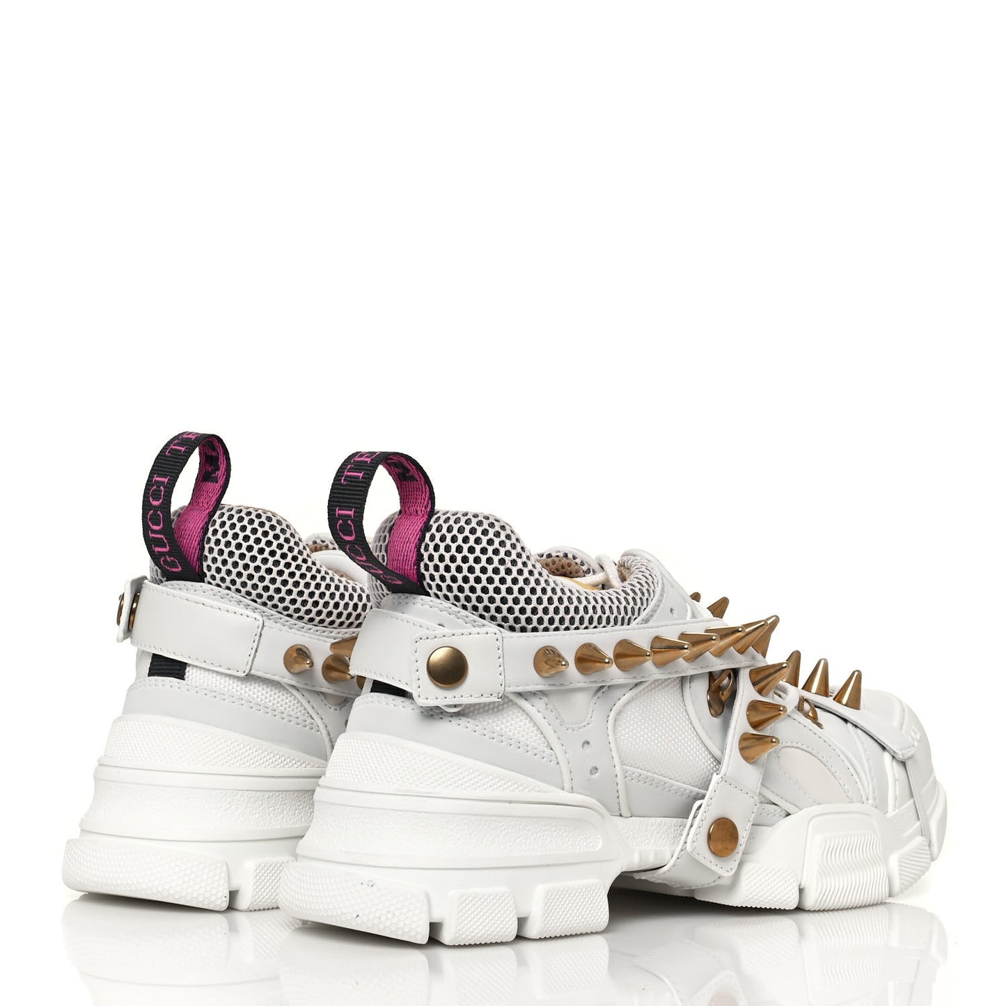 X SEGA Technical Canvas Calfskin Removable Studs Womens Flashtrek Sneakers 37.5 Great White