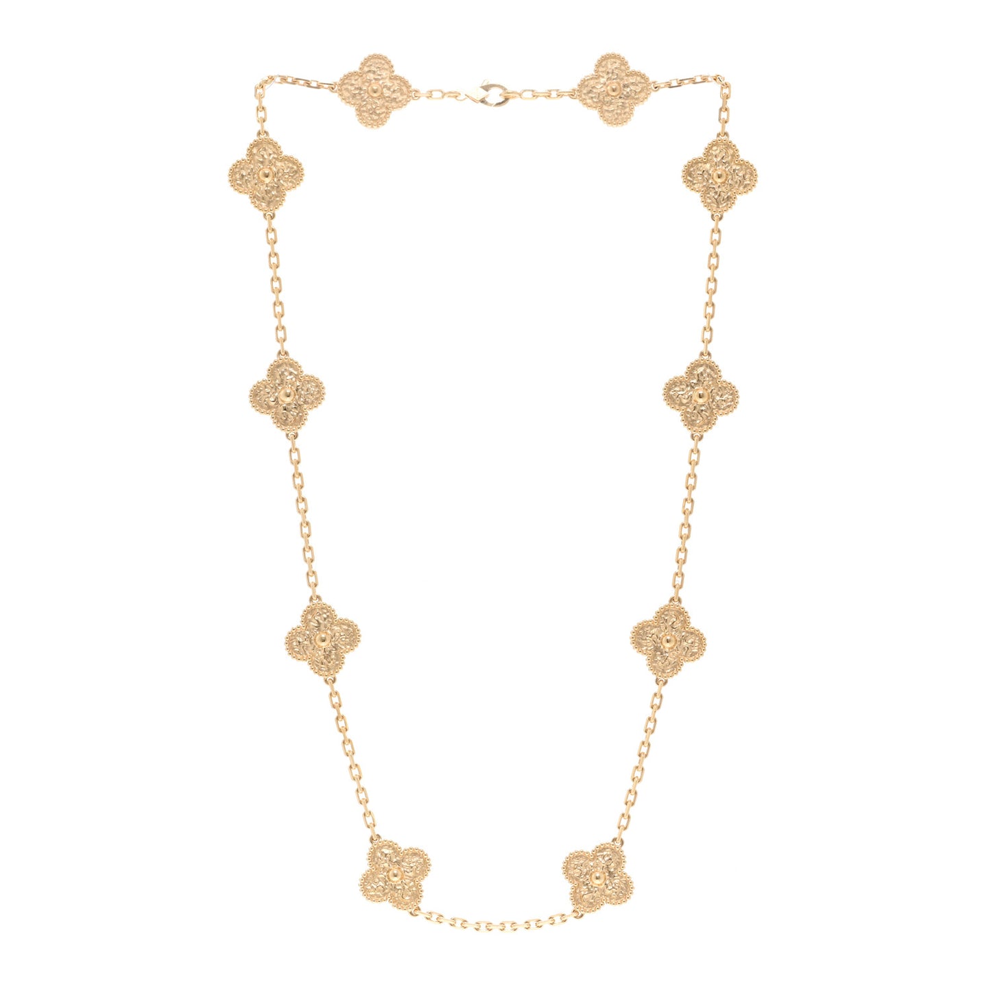 18K Yellow Gold 10 Motifs Vintage Alhambra Necklace