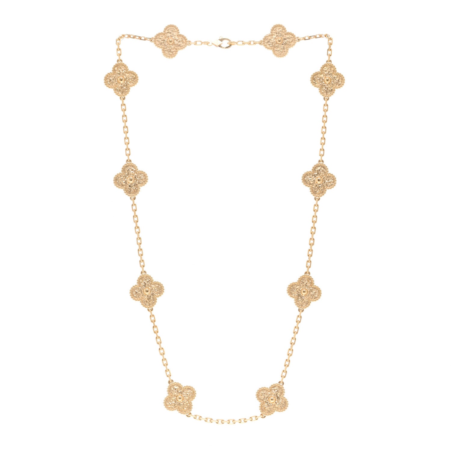 Van Cleef & Arpels 18K Yellow Gold 10 Motifs Vintage Alhambra Necklace 3 of 6