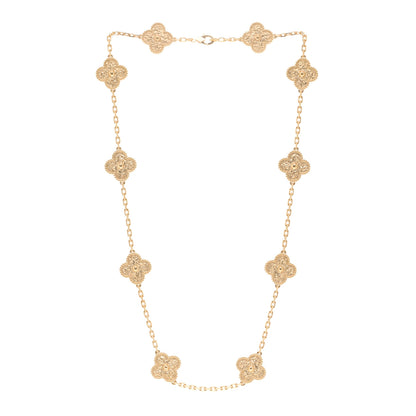 Van Cleef & Arpels 18K Yellow Gold 10 Motifs Vintage Alhambra Necklace 3 of 6