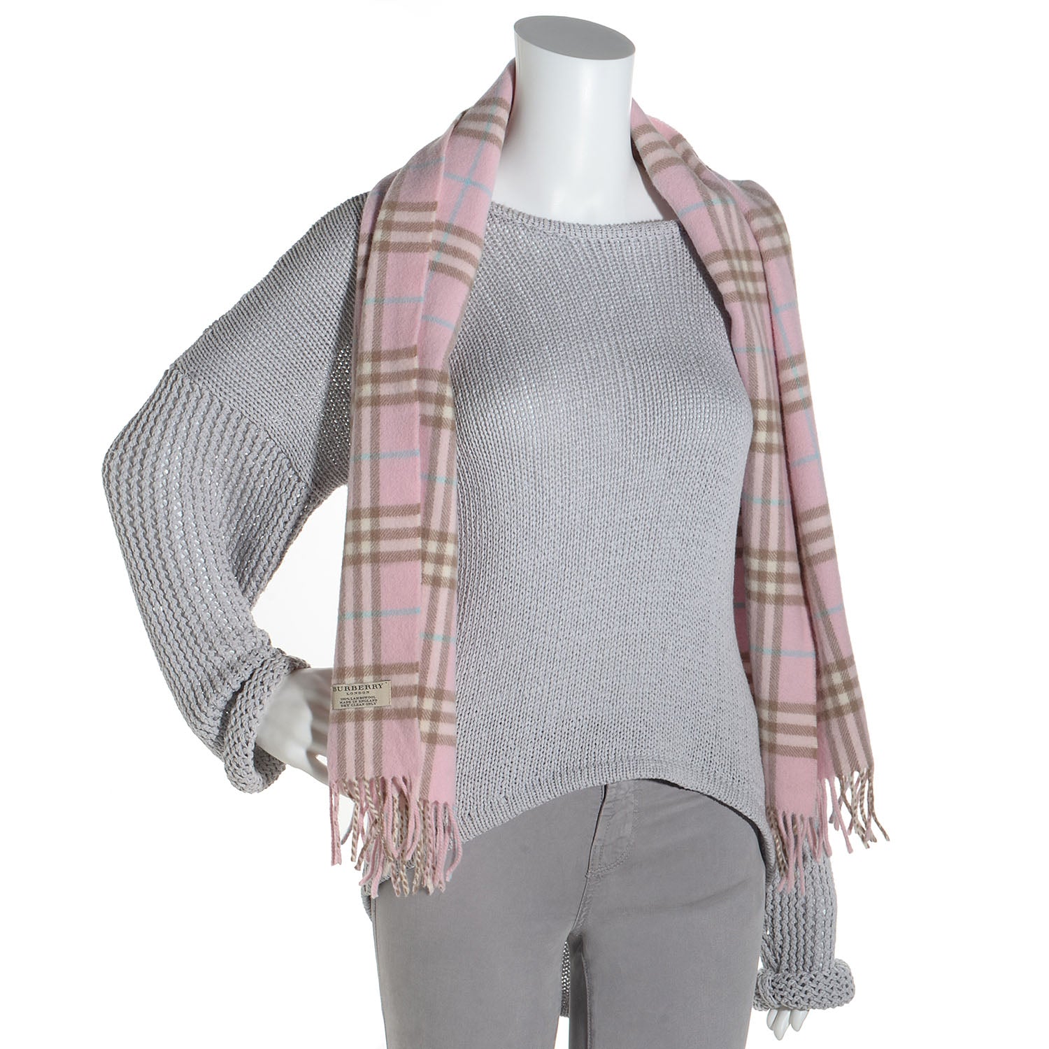 Burberry Wool Nova Check Scarf Pink 2 of 4