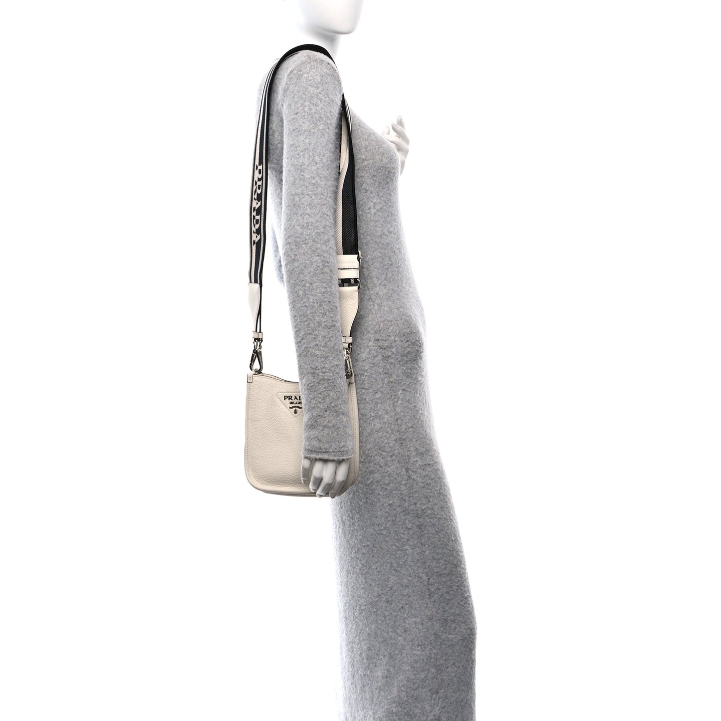 Vitello Daino Soft Mini Hobo Messenger Bag White