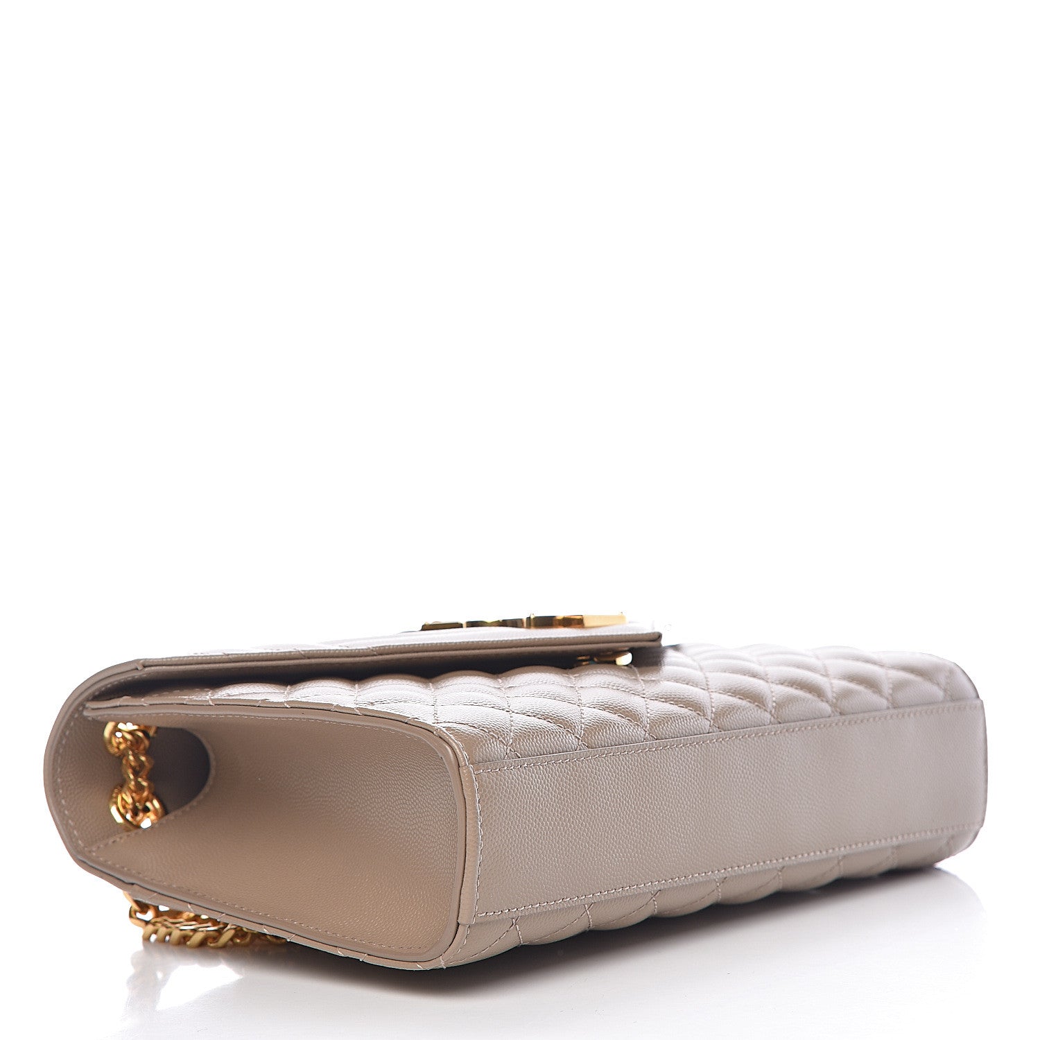 Saint Laurent Grain De Poudre Textured Mixed Matelasse Medium Triquilt Monogram Satchel Taupe 4 of 10