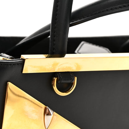 Fendi Vitello Century Metal Monster Eyes Petite 2Jours Tote Black 11 of 13