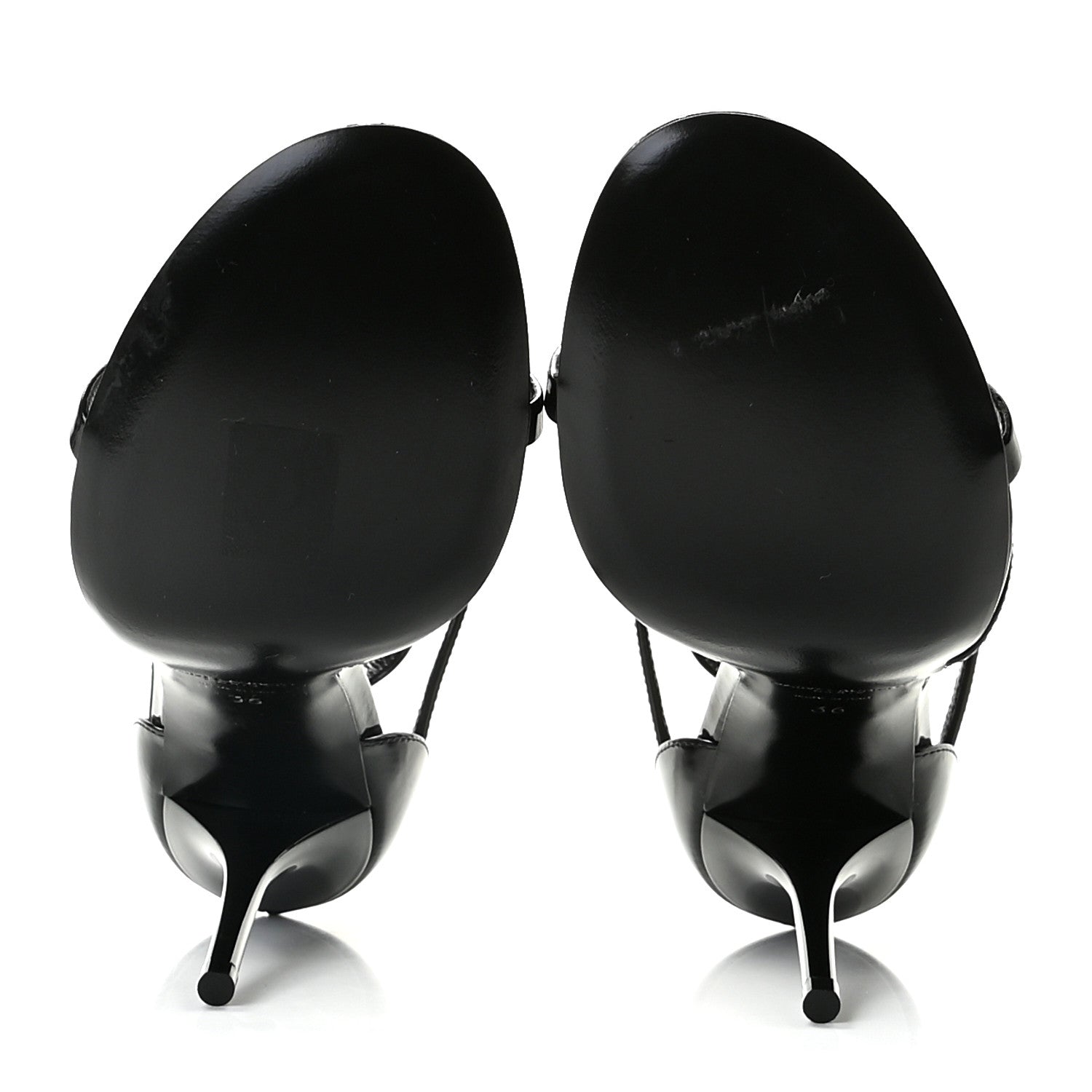 Saint Laurent Patent Cassandra 100 Ankle Strap Sandals 36 Black 8 of 12