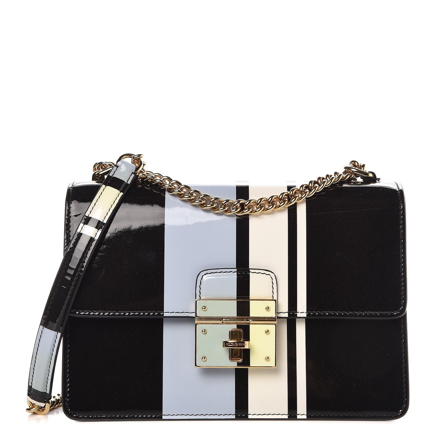 Patent Rosalia Shoulder Bag Navy White