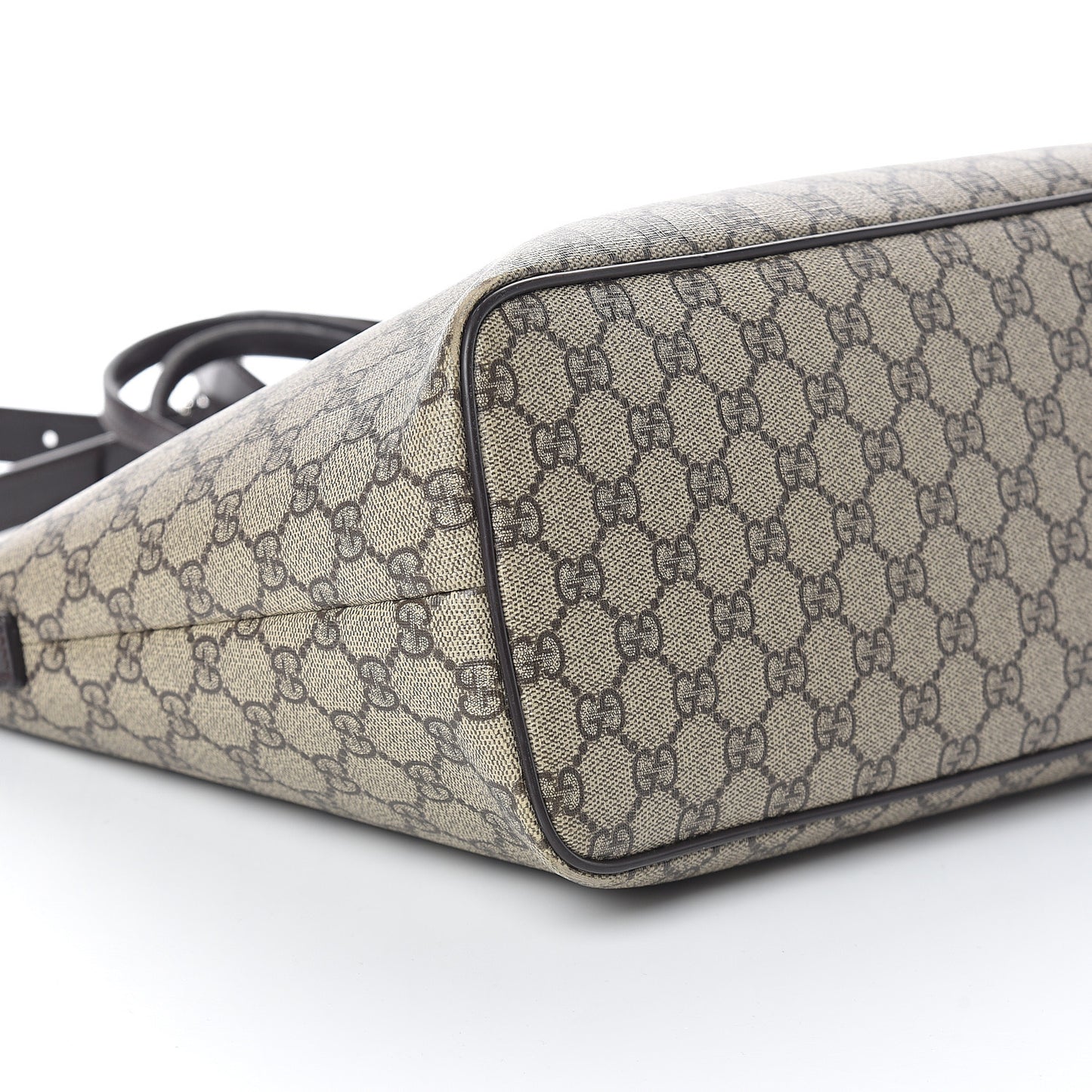GG Supreme Monogram Medium Zippered Tote Dark Brown