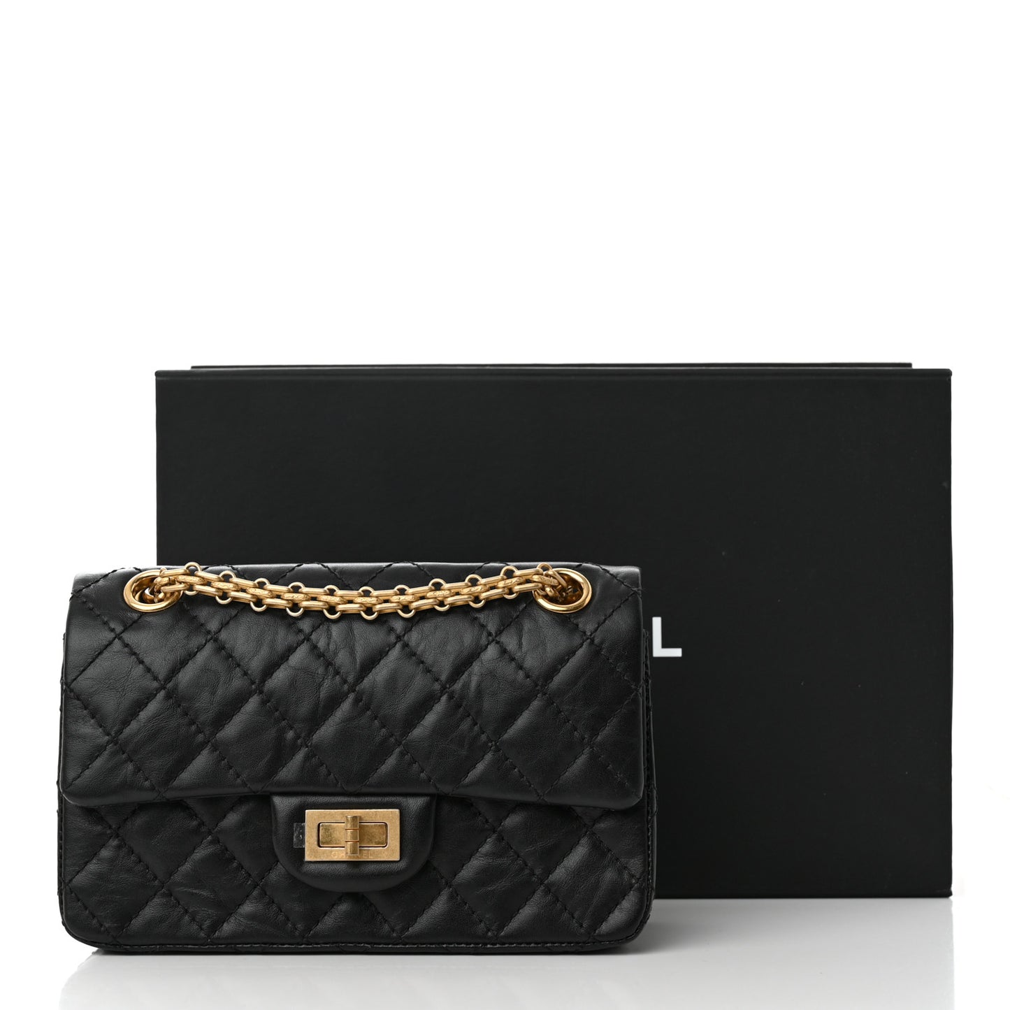 Aged Calfskin Quilted 2.55 Reissue Mini Flap Black