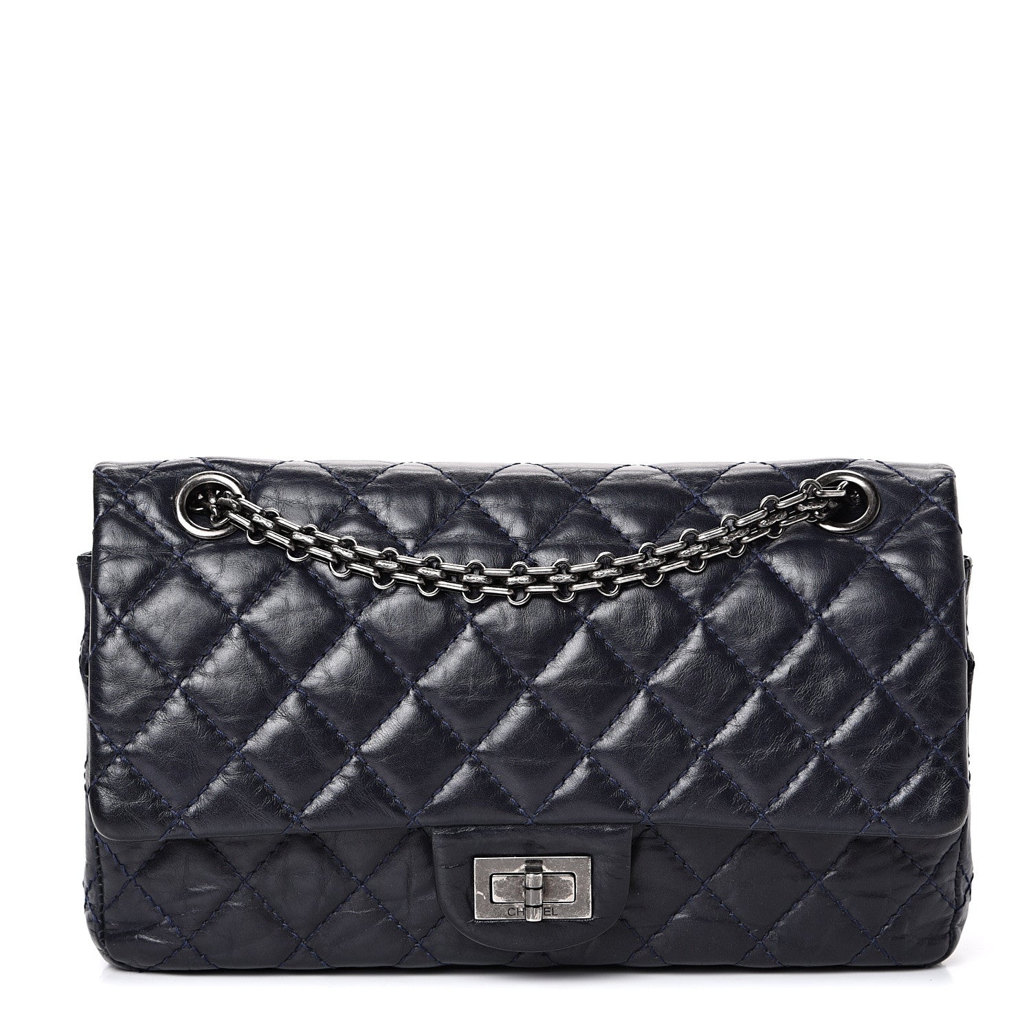 Chanel Aged Calfskin Quilted 2.55 Reissue 225 Flap Navy Blue 1 of 13