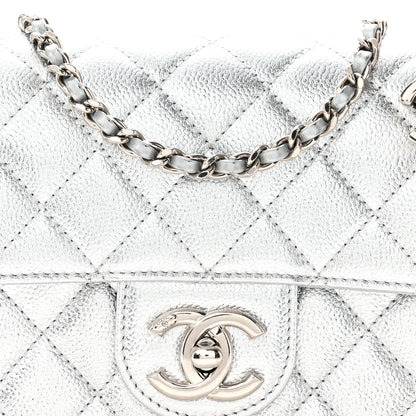 Chanel Metallic Caviar Quilted Mini Rectangular CC Slide Flap Silver 8 of 11
