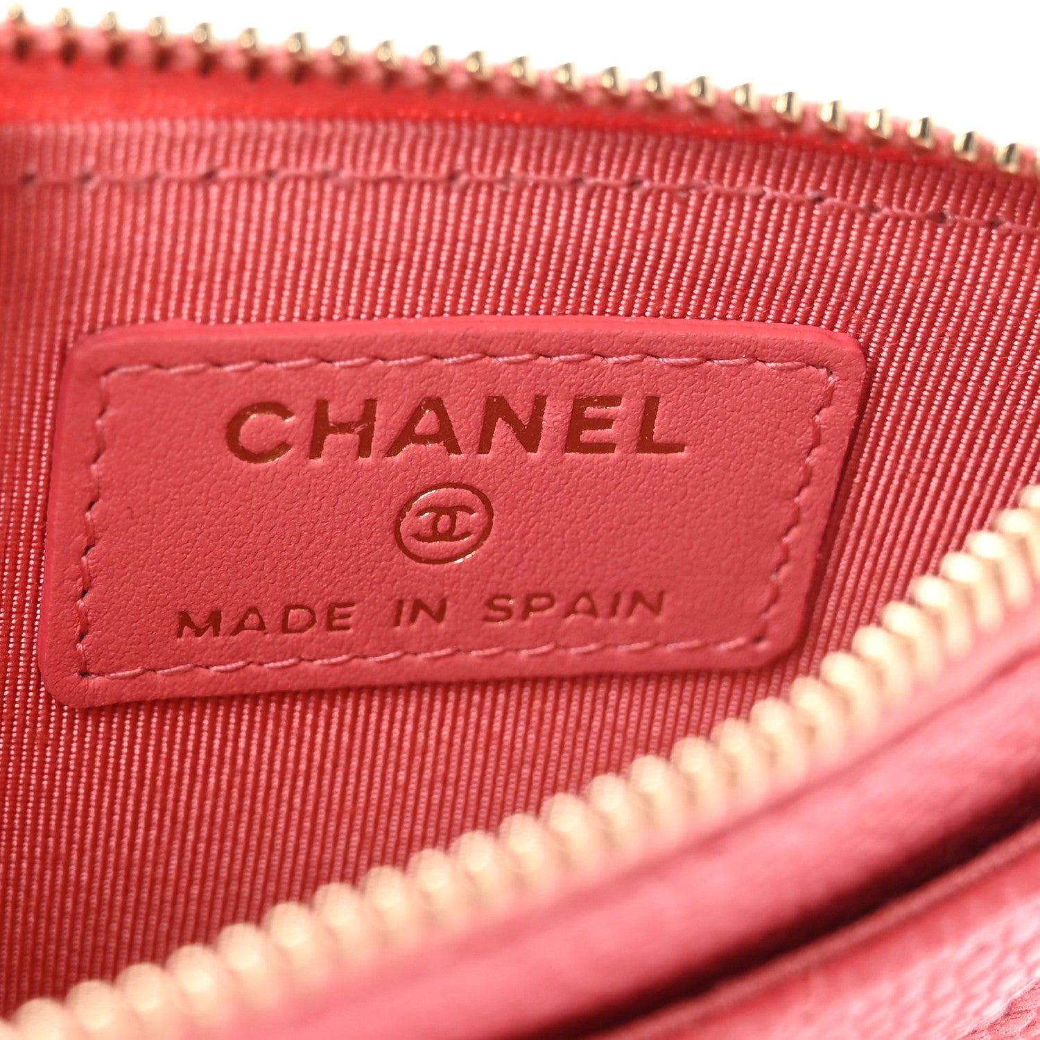 Chanel Metallic Caviar Quilted CC Zip Card Holder Pink 6 of 7