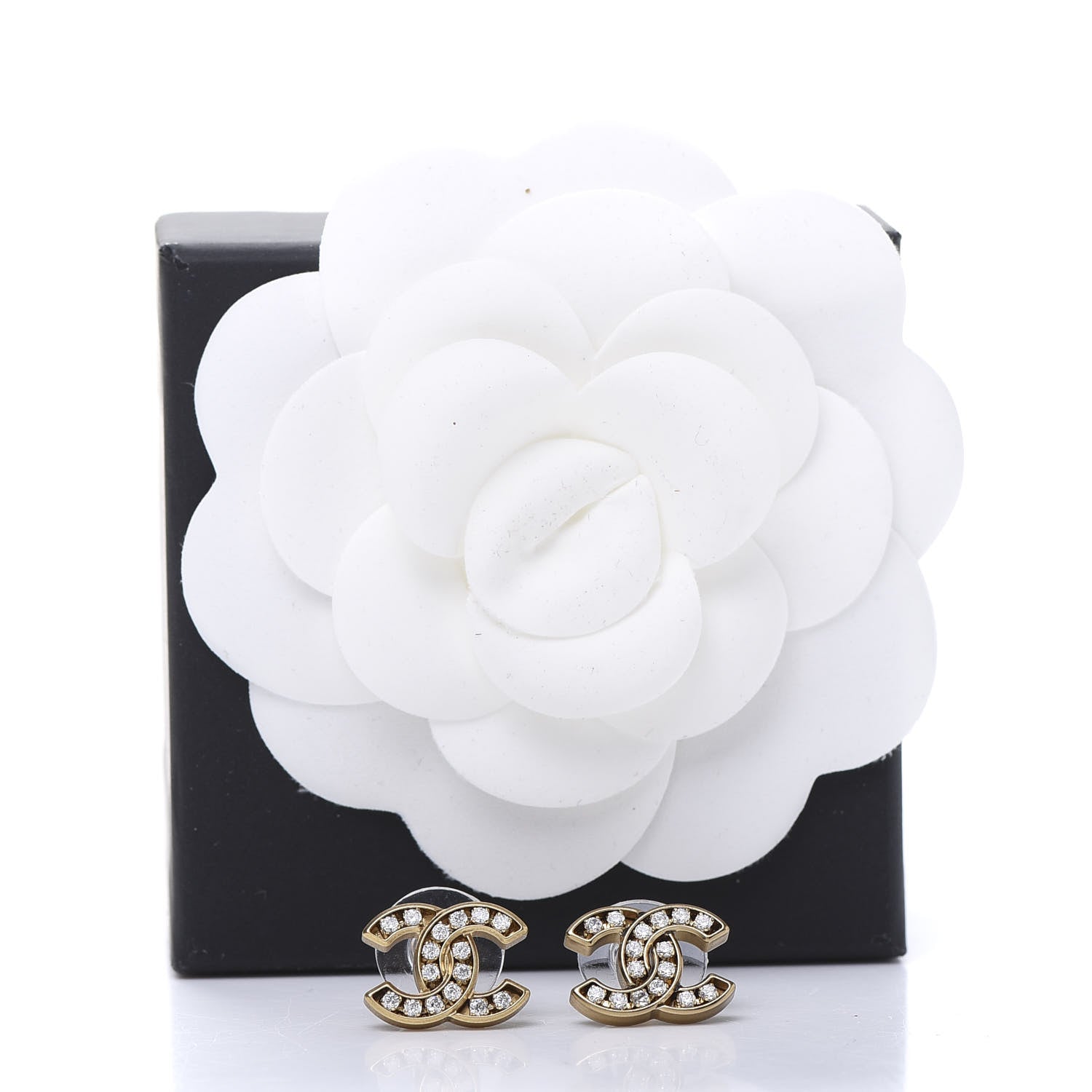 Chanel Crystal CC Earrings Gold 6 of 6