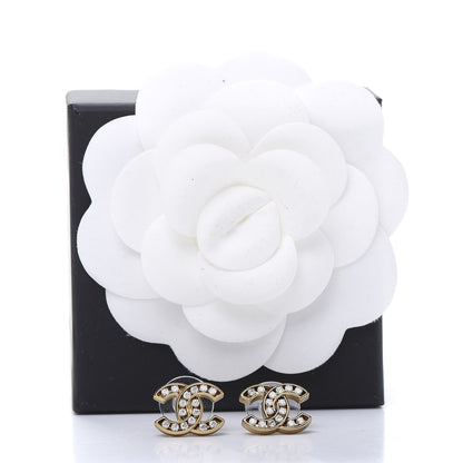 Chanel Crystal CC Earrings Gold 6 of 6