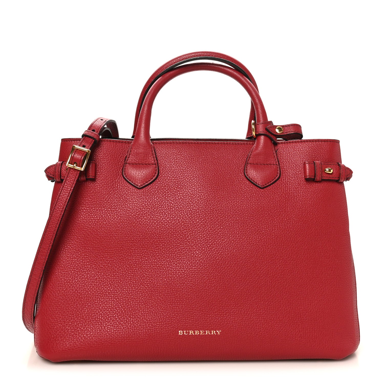 Burberry Derby Calfskin House Check Medium Banner Tote Russet Red 1 of 9