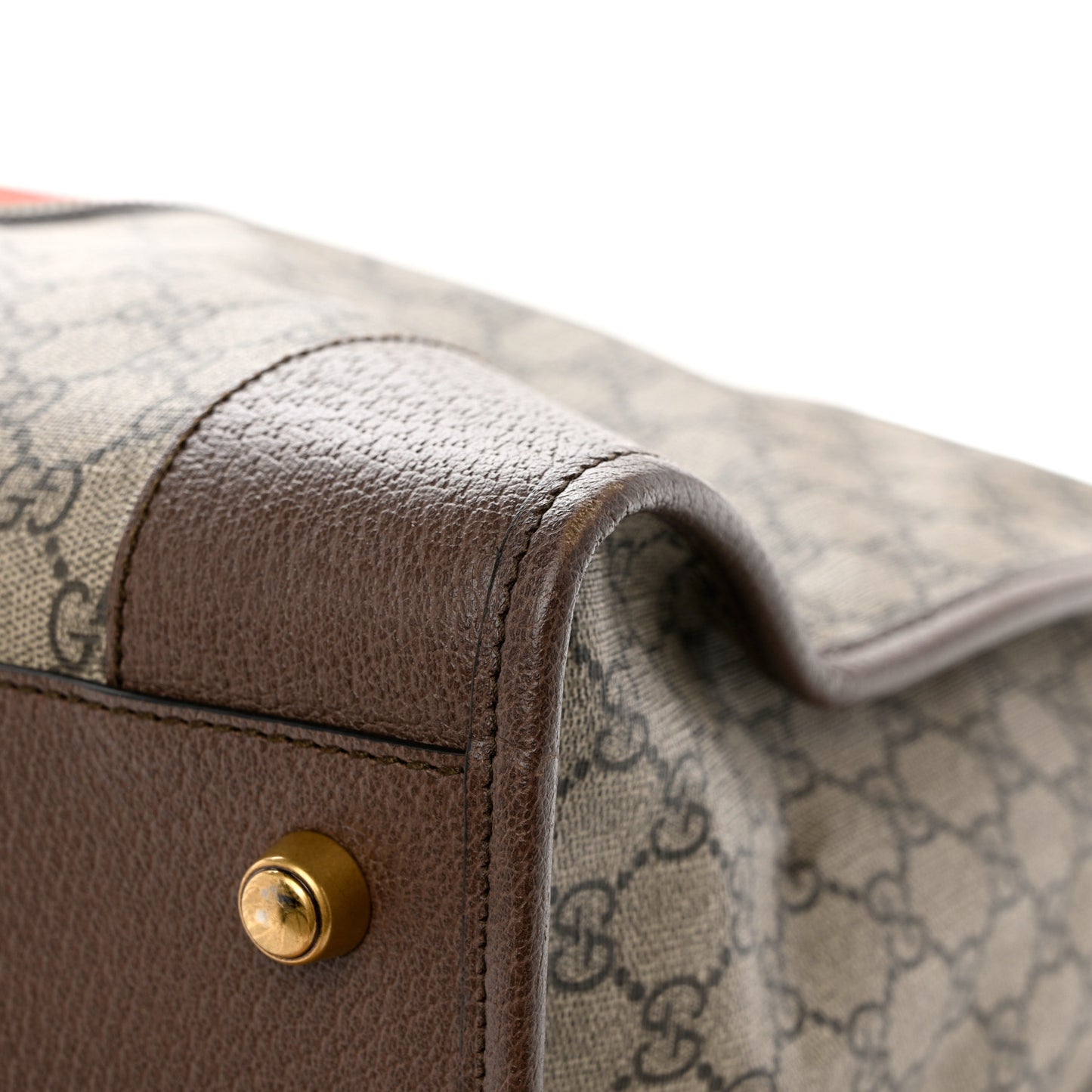 Soft GG Supreme Monogram Textured Dollar Calfskin Web Large Ophidia Carry-On Duffle Bag Beige Ebony New Acero