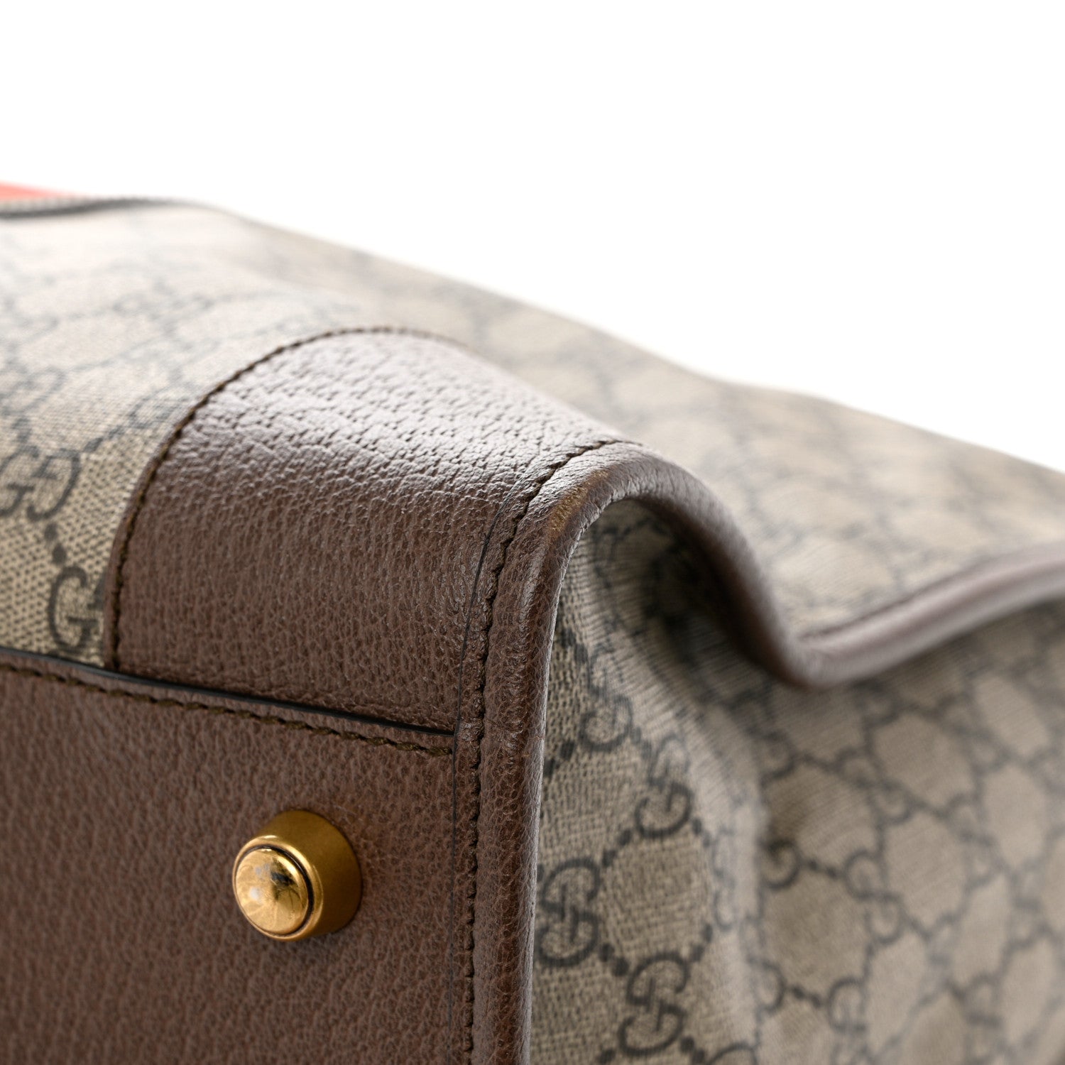Gucci Soft GG Supreme Monogram Textured Dollar Calfskin Web Large Ophidia Carry-On Duffle Bag Beige Ebony New Acero 9 of 13