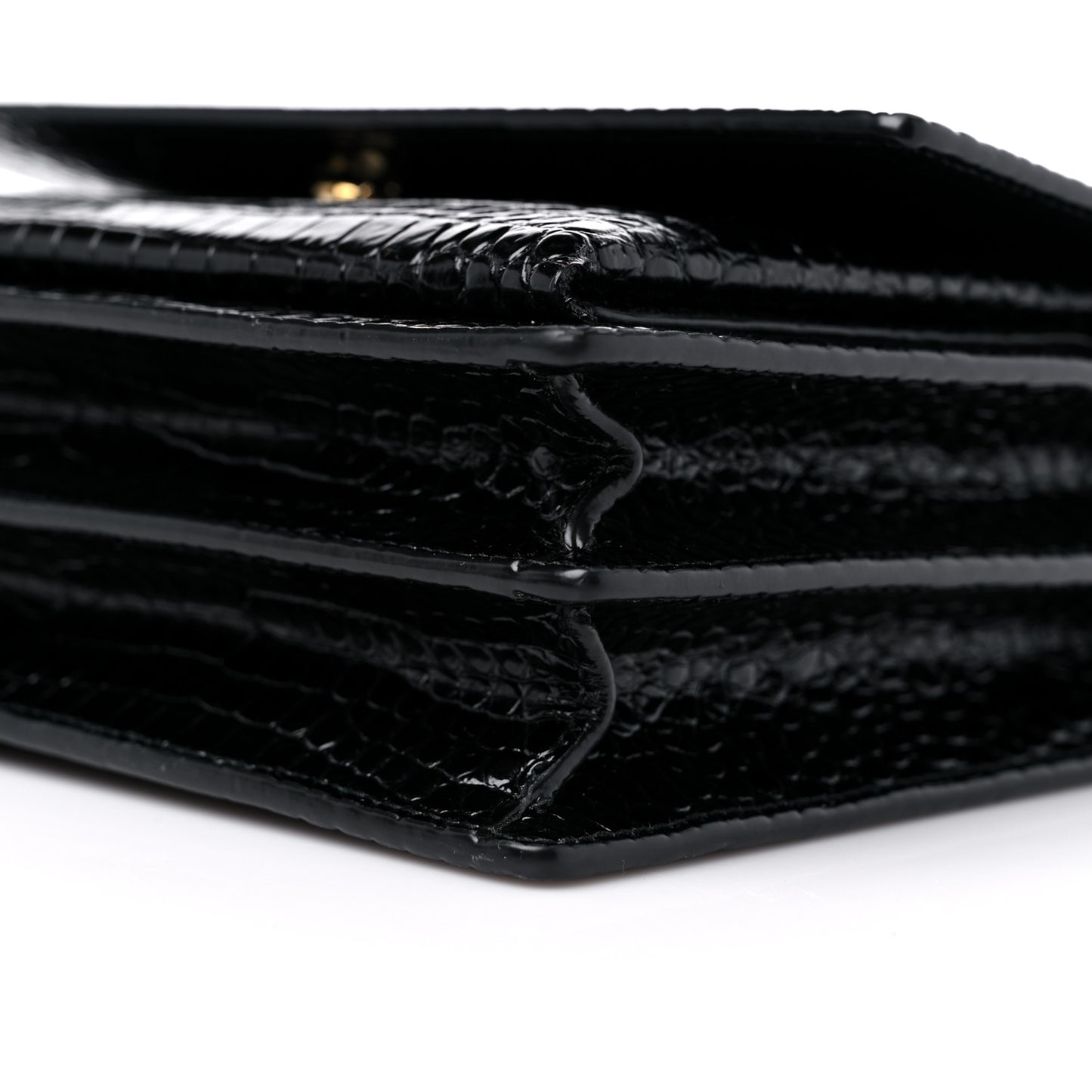 Calfskin Crocodile Embossed Medium Monogram Sunset Black