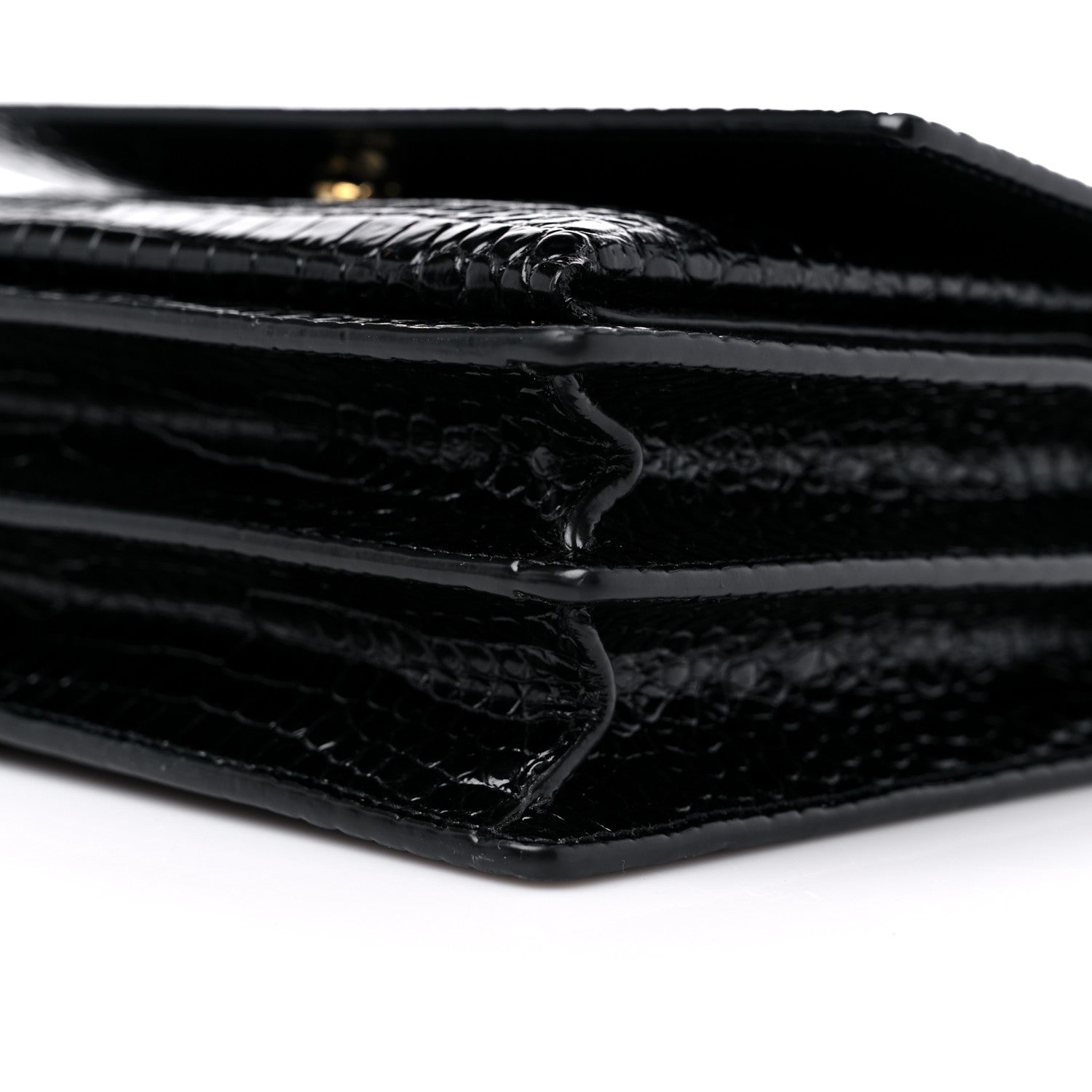 Saint Laurent Calfskin Crocodile Embossed Medium Monogram Sunset Black 9 of 9