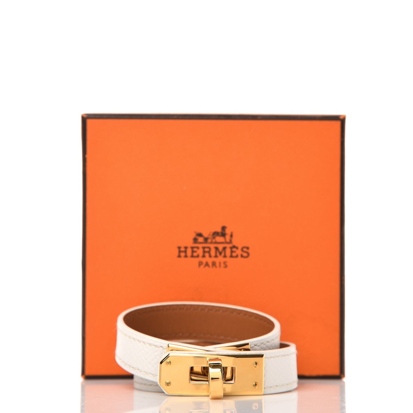 Epsom Kelly Double Tour Bracelet XS White