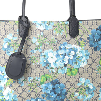 Gucci GG Supreme Monogram Blooms Medium Reversible Tote Beige Blue Navy 10 of 15