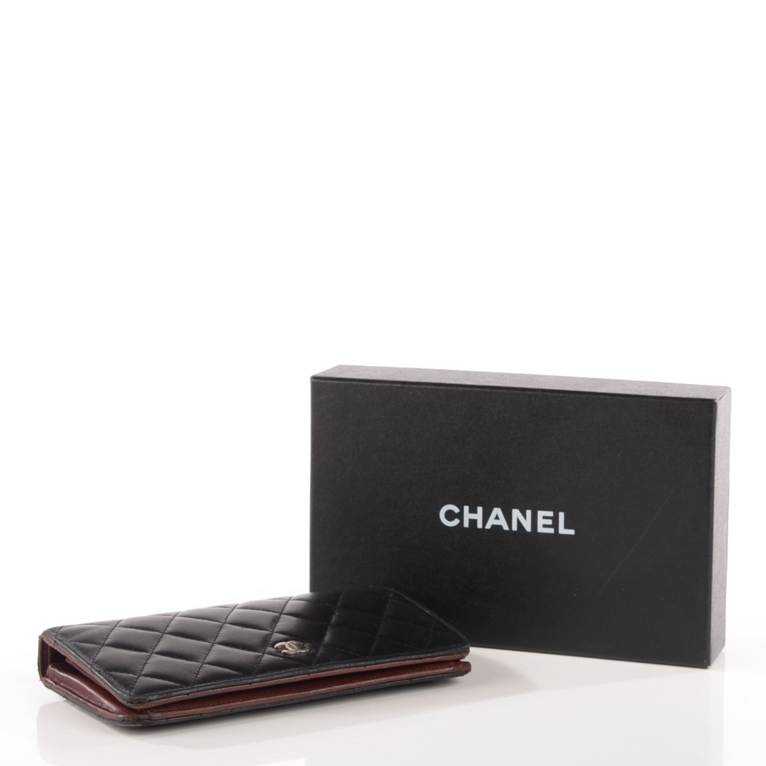 Chanel Lambskin Quilted Yen Wallet Black 9 of 9