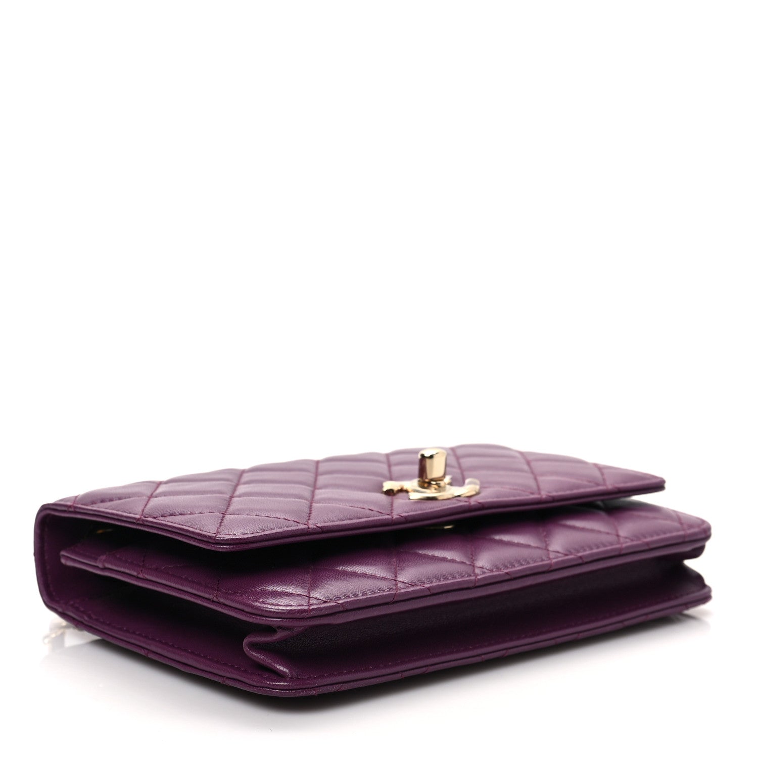 Chanel Lambskin Quilted Trendy CC Wallet On Chain WOC Purple 4 of 9