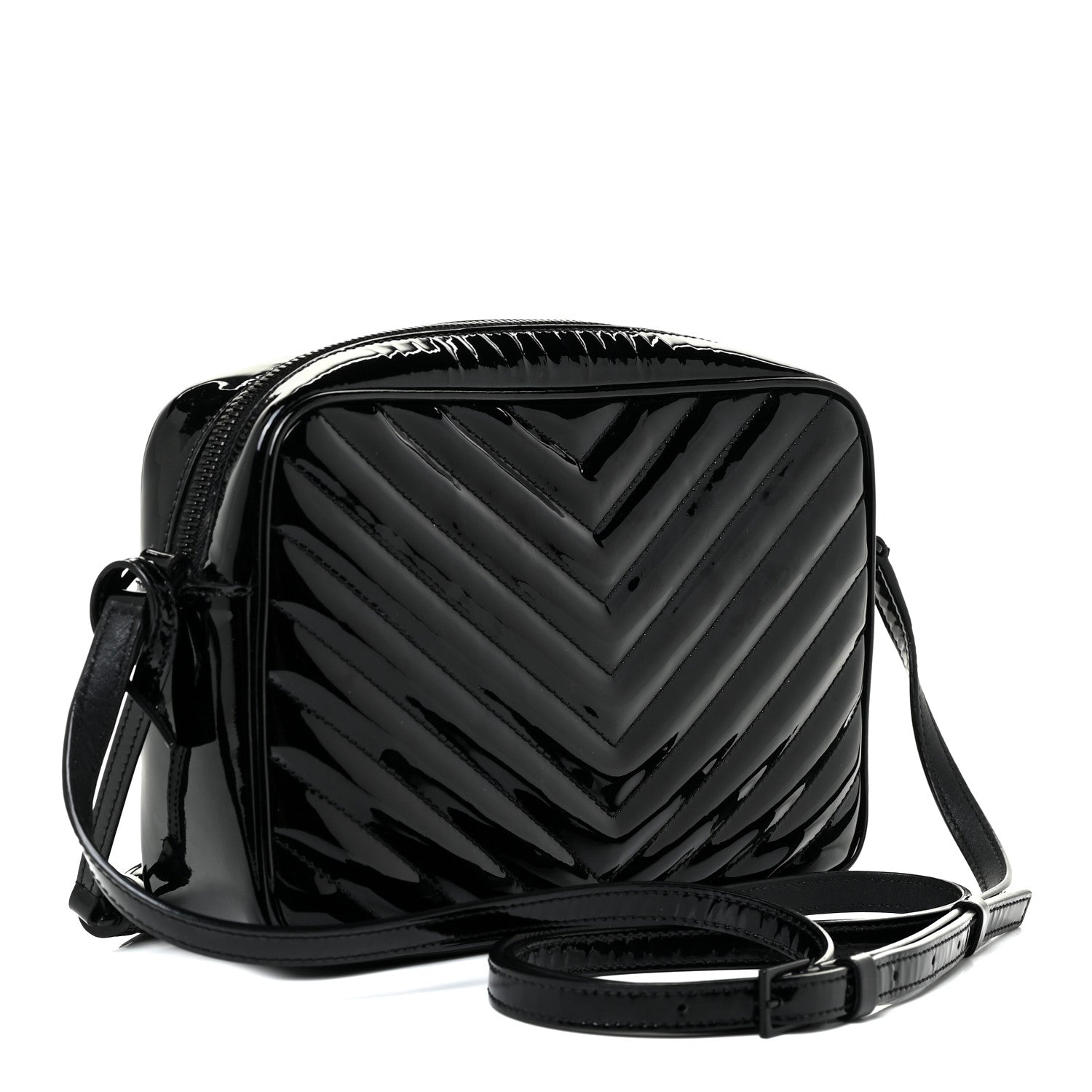 Saint Laurent Patent Calfskin Matelasse Monogram Lou Camera Bag Black 3 of 13