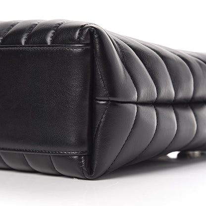 Saint Laurent Calfskin Y Quilted Monogram Small Loulou Shopper Black 6 of 11