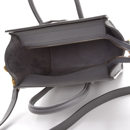Celine Drummed Calfskin Nano Luggage Kohl 5 of 10