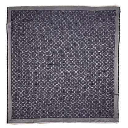 Louis Vuitton Silk Wool Monogram Denim Shawl Blue 1 of 4