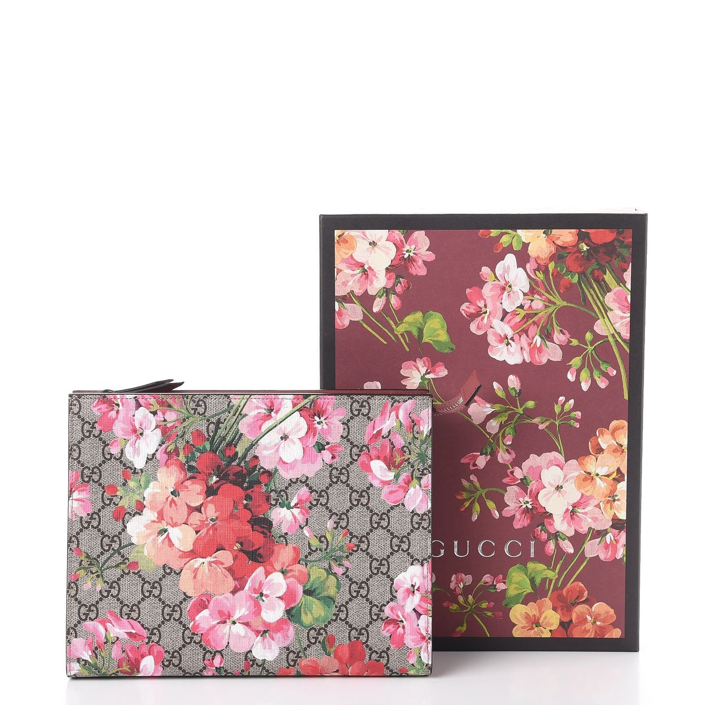GG Supreme Monogram Blooms Large Cosmetic Case Beige Multicolor Dry Rose