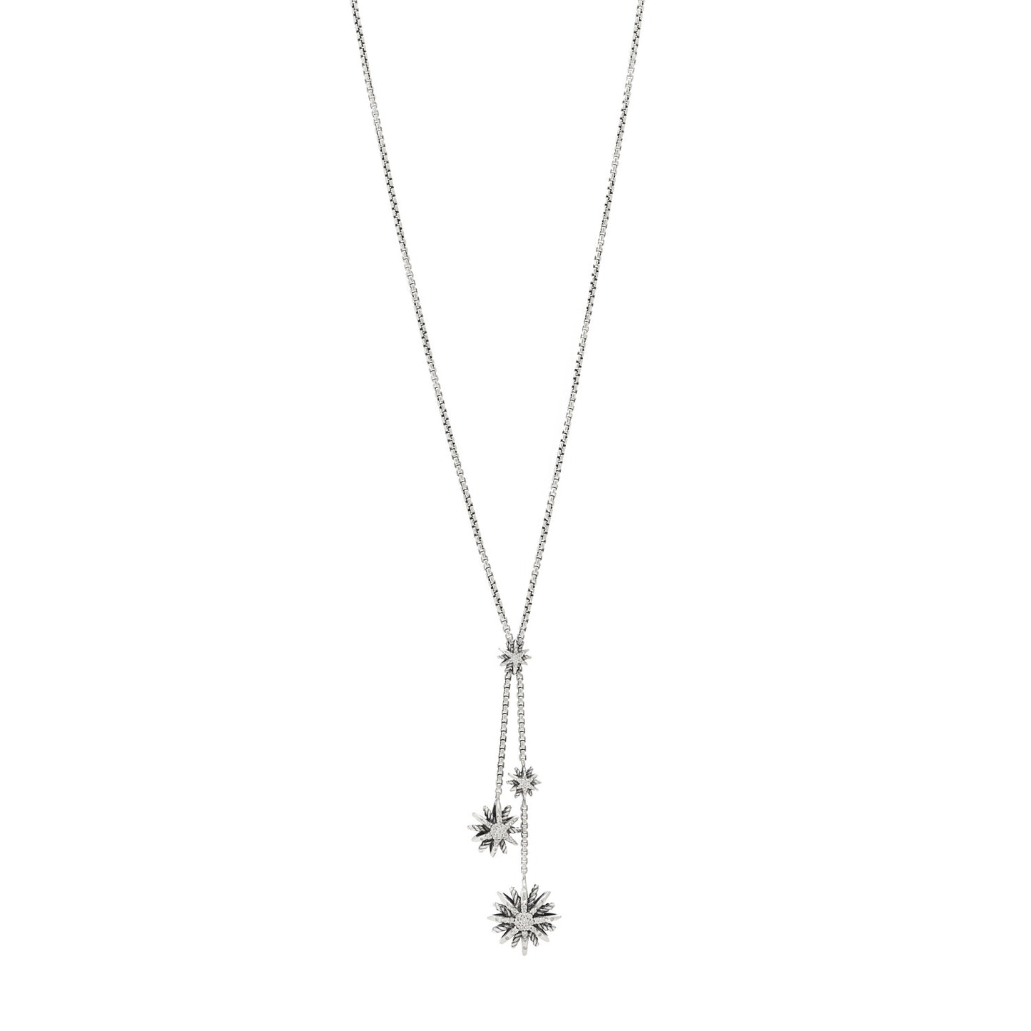Sterling Silver Diamond Starburst Y Necklace
