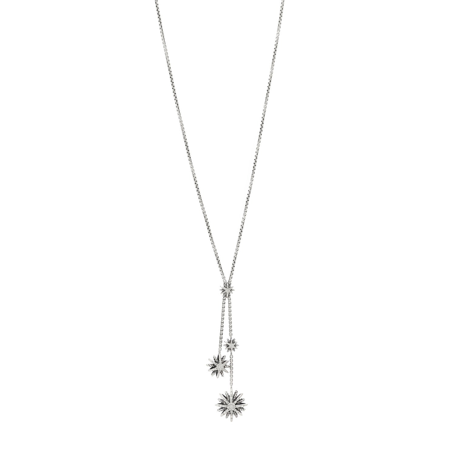David Yurman Sterling Silver Diamond Starburst Y Necklace 1 of 5